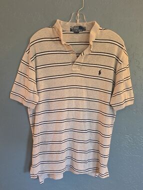 Polo by Ralph Lauren Grey and Navy Striped Polo Shirt